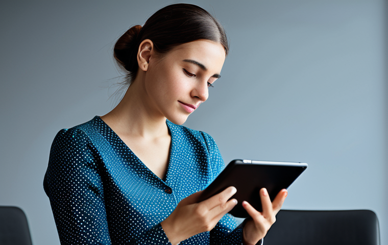 A focused young professional, fully clothed in modest, modern business casual attire, engaged with a sleek tablet device. The image captures the person's thoughtful expression as they interact with a sophisticated cognitive puzzle application, perhaps a 3D logic game. The setting is a clean, contemporary study with soft, ambient lighting and minimalist decor, suggesting a calm and intellectually stimulating environment. High-resolution, professional photography, sharp focus, vibrant colors, detailed textures. Safe for work, appropriate content, fully clothed, professional, perfect anatomy, correct proportions, natural pose, well-formed hands, proper finger count, natural body proportions.