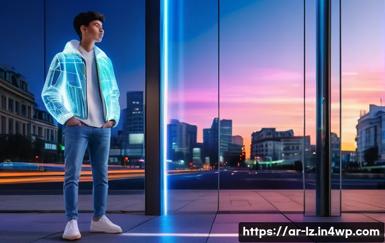 디지털 시대의 패턴 인식 기술 - **Prompt:** A young person, around 15 years old, stands fully clothed in stylish, modern casual wear...