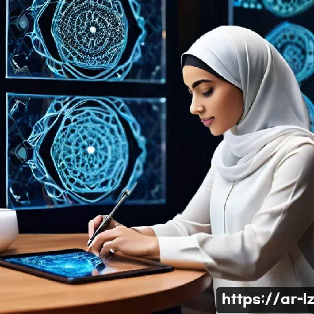 패턴 인식 향상의 연구 동향 - **Prompt 1: Arab Student Engaging with Deep Learning**
A young Arab woman, in her early twenties...