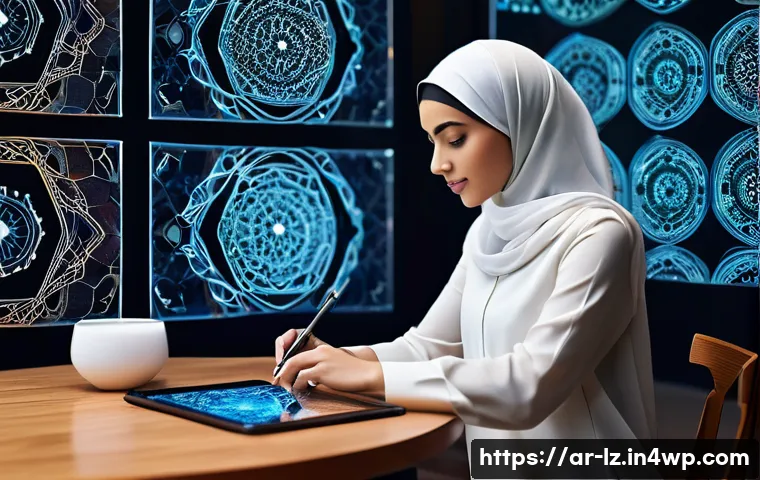 패턴 인식 향상의 연구 동향 - **Prompt 1: Arab Student Engaging with Deep Learning**
A young Arab woman, in her early twenties...