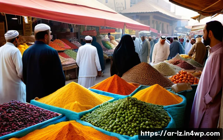 효과적인 패턴 인식 훈련 기법 - A detailed scene of an Arab marketplace bustling with people wearing traditional and modern clothing...